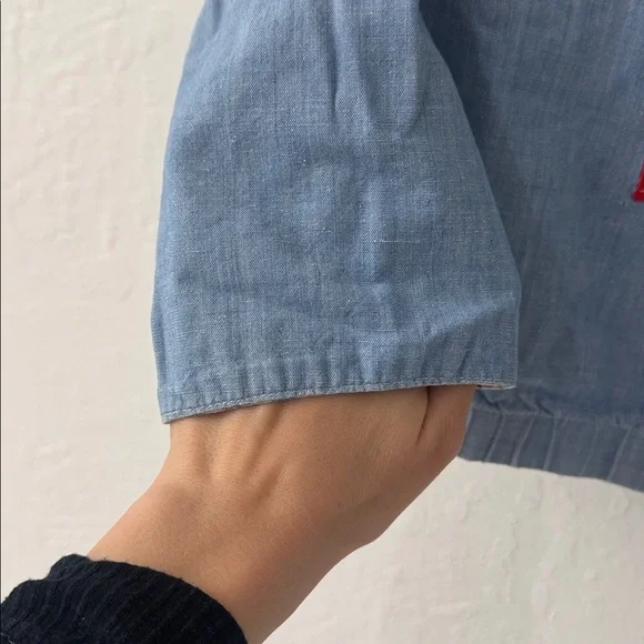 Vintage Reversible Chambray Denim Pinstripe Cow Patch Zip Jacket Kids - Picture 3 of 15